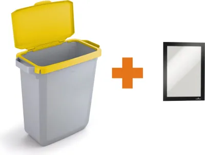Obrázek produktu pro DURABLE Abfallbehälter DURABIN 60L Klappd. gelb+DURAFRAME A5