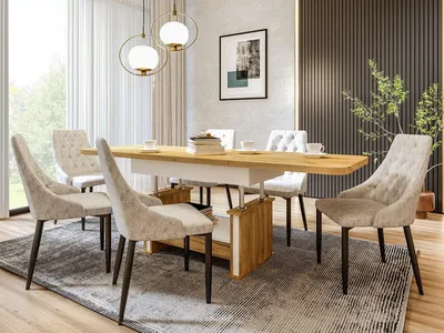 Produktbild von Design Couchtisch DA-555 höhenverstellbar ausziehbar 120 bis 200 cm Schublade Esstisch Wohnzimmer abgerundete Ecken