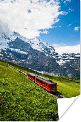 Produktbild von MuchoWow® Poster Alpen - Zug - Rot 20x30 cm - Papierdruck
