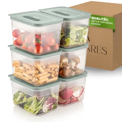 Image de Viwares Set de boîtes de conservation avec valve, boîtes à provisions empilables avec couvercle, étanches à l'air, sans BPA, récipients en plastique pour aliments, légumes, fruits et produits secs, (2,35L)