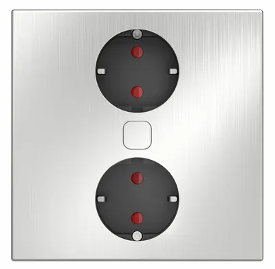 Produktbild von HPF Einbausteckdose Duplex-Q, 2 Stk. Schukosteckdosen, Edelstahl