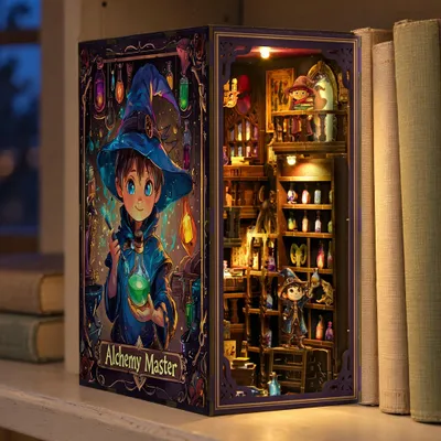 Produktbild von Alchemy Master Diorama aus Holz, KI-generiertes Bild