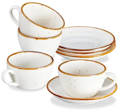 Immagine prodotto di Set di 4 tazze da cappuccino in Vetroceramica con piattini