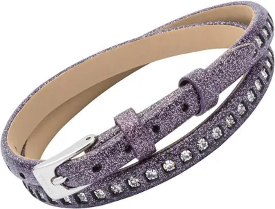Produktbild von Lederarmband in glitzerndem Lila mit Zirkonia Unique