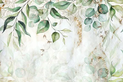 A decorative radiator cover with a botanical leaf design and gold accents, set against a textured, marble-like background.