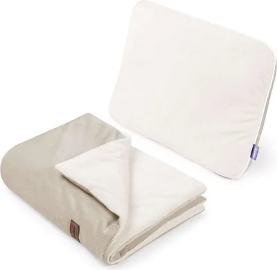 Produktbild von Kinderwagenset – Decke und Kissen – Ecru Plush & Ecru Velvet