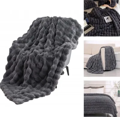 Produktbild von Cozyglam graue Kuscheldecke 100x160 Plüsch Samt Überwurf Sofa Bett