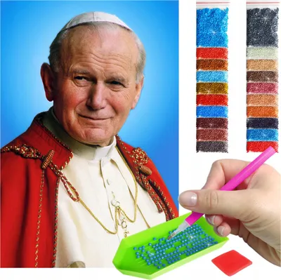 Produktbild von ARTULIO - Diamond Painting Set - Papst Johannes Paul II Porträt - 60 x 40 cm - Groß XXL - Home Wand Deko, Diamant Painting