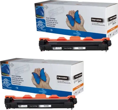 Two boxes of toner cartridges with one cartridge shown outside of its box.
