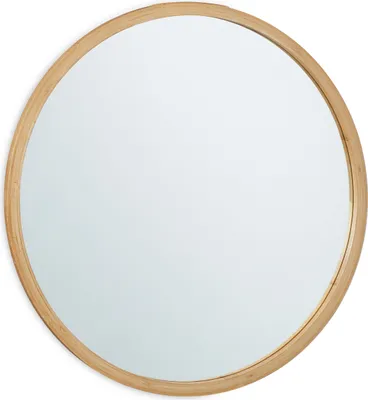 Image de Relaxdays - Miroir mural rond, Ø 61 cm, cadre en bambou, miroir décoratif pour la maison, miroir à suspendre pour la salle de bains, le vestiaire et le couloir, couleur naturelle