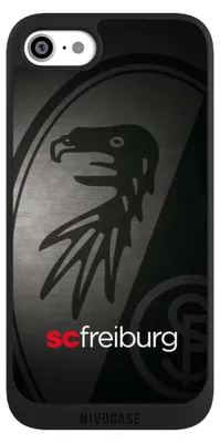 Produktbild von NIVOCASE Handyhülle für Apple iPhone SE (2020)  Hülle NIVOpure Case Schwarz Metallic Look Offizielles Lizenzprodukt SC Freiburg