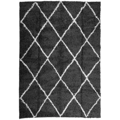 Produktbild von Teppich Shaggy Hochflor Modern Schwarz und Creme 120x170 cm