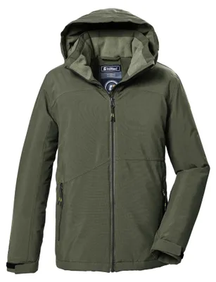 Productafbeelding van Killtec jongens functionele jas/outdoorjas met capuchon, model KOW 369 BYS JCKT, kleur: mosgroen, maat: 11