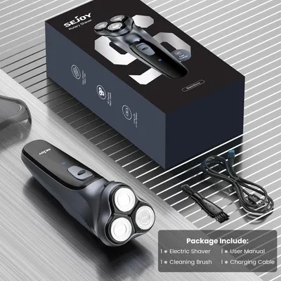 Obrázok produktu pre Pánsky elektrický holiaci strojček – rotačný holiaci strojček – dobíjateľný – systém s 3 čepieľkami – presný zastrihávač – výdrž 85 minút – nabíjanie 2 hodiny – 100–240 V – strieborný