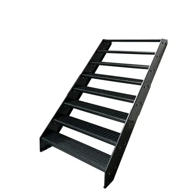Obrázek produktu pro Mřížové ocelové schodiště s 8 stupni - pozinkované a antracitově práškově lakované - (š x v x h) 60 x 152 x 158 cm