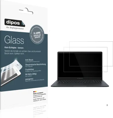 Produktbild von 2x Schutzfolie für Asus Expertbook B1 BM1503 - Anti-Shock 9H Folie dipos Glass Kunststoffglas