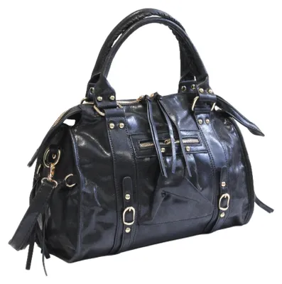 Produktbild von irisaa Vintage Damen Handtasche, Schultertasche und Umhängetasche mit Abnehmbarem Gurt, Quasten, Schnallen und Reißverschluss