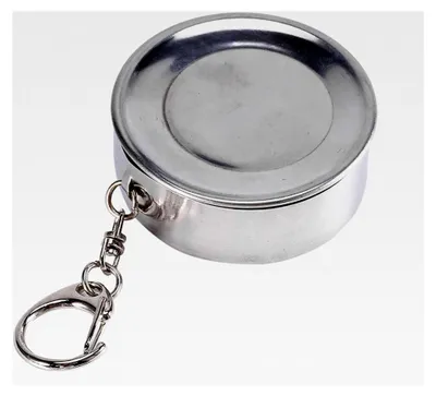 Produktbild von Zusammenklappbare Becher für Unterwegs, Schnapsgläser mit Deckel und Schlüsselanhänger, Edelstahl Campingbecher (S)