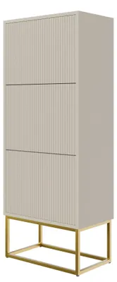 Obrázok produktu pre Selsey VELDIO - Skriňa na topánky s 3 chlopňami, sivá so zlatým kovovým rámom, 50 cm