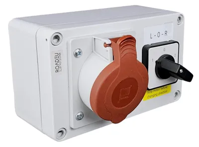 Produktbild von CEE Steckdose 16A 5-polig 400V IP44 mit Drehrichtungsumschalter L-0-R