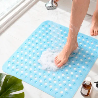Produktbild von Rutschfeste Duschmatte 53x53 cm, schimmelresistent, hautfreundlich, mit Saugnäpfen, BPA-frei und maschinenwaschbar für Dusche und Badewanne, KI-generiertes Bild