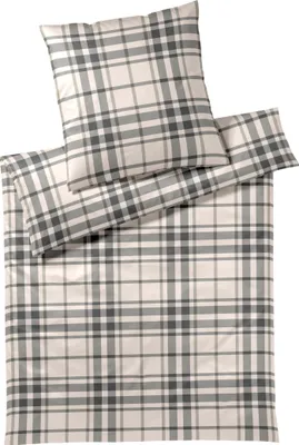 Produktbild von elegante Soft-Flanell-Bettwäsche-Garnitur Alpenchic Karo Farbe Natur Größe 200x220+2x80x80