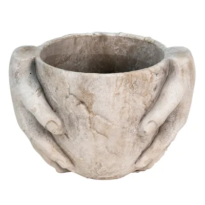 Zdjęcie produktu dla Clayre & Eef Doniczka 25x18x17 cm Szare Kamienne Dłonie