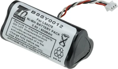 Zdjęcie produktu dla T6 Power bateria do skanera kodów kreskowych Symbol, numer części BTRY-LS42RAA0E-01, Ni-MH, 3,6 V, 600 mAh (2,16 Wh), czarny