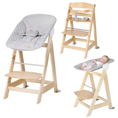 Produktbild von roba Born Up Treppenhochstuhl, Set 2in1, 'roba Style grau', Hochstuhl mit Liegefunktion, ab Geburt