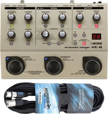 Produktbild von Boss Effektgerät VE-8 Acoustic-Singer mit XLR-Kabel