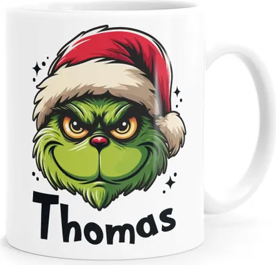 Produktbild von Tasse Weihnachten Grinch personalisierbar Name Wunschname Geschenkidee Weihnachtsmuffel MoonWorks®