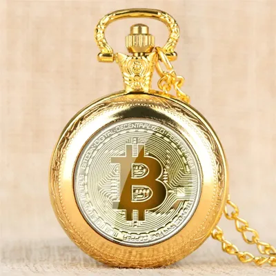 Obrázek produktu pro Kapesní Hodinky Bitcoin - Zlatá Klasika pro Muže KP5815