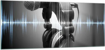 Produktbild von Bilder auf glas - Audio Mikrofon Musik Studio - 100x40cm - Glasbilder - Wandbilder - Kunstdruck - zum Aufhängen bereit - Wanddekoration aus Glas - Glas Bilder - Wandbild auf Glas - GAB100x40-2549