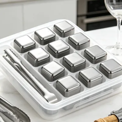 Produktbild von Elzusha – Eiswürfel aus Edelstahl, ideal für Getränke, ohne diese zu verwässern