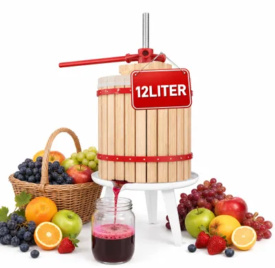 Productafbeelding van NAIZY 12 liter fruit- en sap pers, eenvoudige handmatige pers, inclusief persdoek, geschikt voor beginners, gezinnen en tuinieren