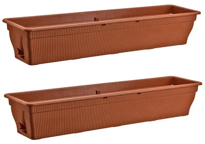 Image de 2x Bac à fleurs 100cm Bac de balcon avec réservoir d'eau Terracota 25L - Bac à fleurs résistant aux intempéries Bac à plantes avec insert pour jardin et balcon résistant aux intempéries