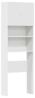 Image de Armoire à lave-linge - Meuble haut pour lave-linge - 64 x 24 x 190 cm - Bois - Ivoire