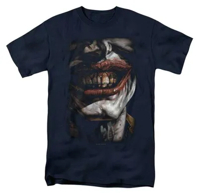 Image de T-shirt Batman - "Smile Of Evil", modèle unie pour hommes et femmes, référence TV37032 (taille 3XL), couleur marine