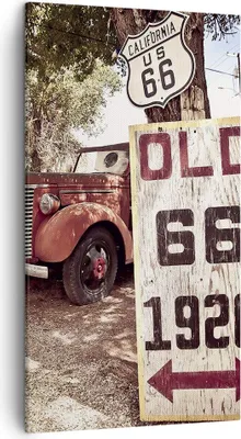 Produktbild von Bild auf Leinwand - Leinwandbild - Straße alt 66 USA - 45x80cm - Wand Bild - Wanddeko - Wandbilder - Leinwanddruck - Bilder - Kunstdruck - Wanddekoration - Leinwand bilder - Wandkunst - PA45x80-3562