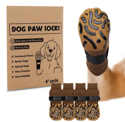 Produktbild von Omgoods – Rutschfeste Hundesocken mit verstellbarem Klettverschluss (2 Paar)