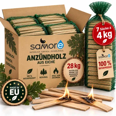 Produktbild von 28 kg Anfeuerholz Anzündholz Eichenholz Kaminholz Brennholz