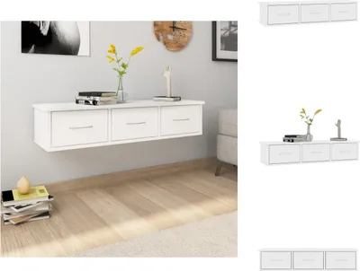 Produktbild von vidaXL Wand-Schubladenregal Weiß 88x26x18,5 cm Holzwerkstoff -  Wandregale