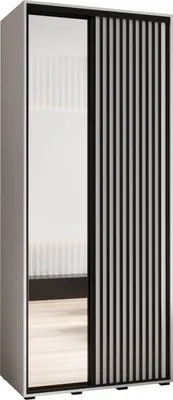 Produktbild von MEBLE KRYSPOL Lanko 2 Schrank mit 2 Schiebetüren  - 235,2x100x45 cm - Weiß Weiß Schwarz