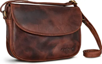 Produktbild von ROYALZ "Vermont" Echtleder Handtasche Damen klein im Vintage Look - kleine moderne Ledertasche perfekt als Ausgehtasche Abendtasche Schultertasche im Alltag Freizeit City