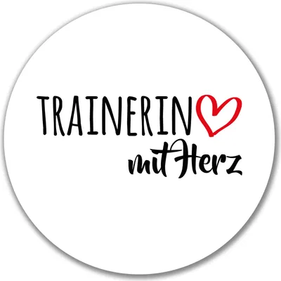 Produktbild von Huuraa Aufkleber Trainerin mit Herz 10cm rund Sticker Geschenkidee