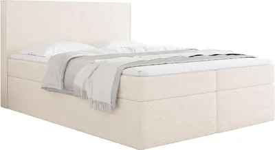 Produktbild von Boxspringbett 180x200 cm mit Bettkasten, Gepolstert Doppelbett mit 7-Zonen Taschenfederkern-Matratze, 5 cm Komfortschaum-Topper Inklusive – Stauraumbett mit hohem Kopfteil in Boucle Stoff Beige