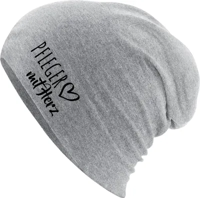 Produktbild von Huuraa Beanie Pfleger mit Herz Heather Grey One Size Baumwolle und Elasthan Mütze Geschenkidee