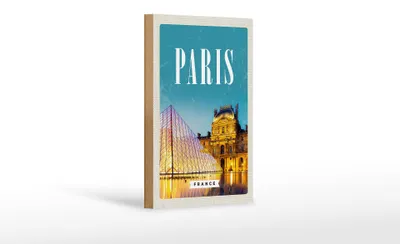 Produktbild von Holzschild Reise 12x18 cm Paris Frankreich Nacht Architektur