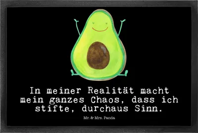 Produktbild von Mr. & Mrs. Panda Bodenvorleger Avocado Glücklich 50 x 75 cm - Schwarz - Geschenk, Freude, Gummimatte, Schmutzfangmatte, Chaos, Gummi-Fußmatte, Frucht, fußmatte