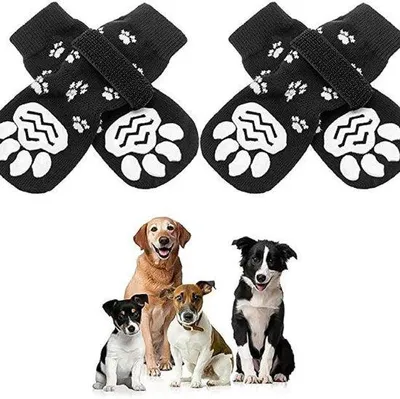 Image de Chaussettes antidérapantes pour chiens, ajustables, 2 paires